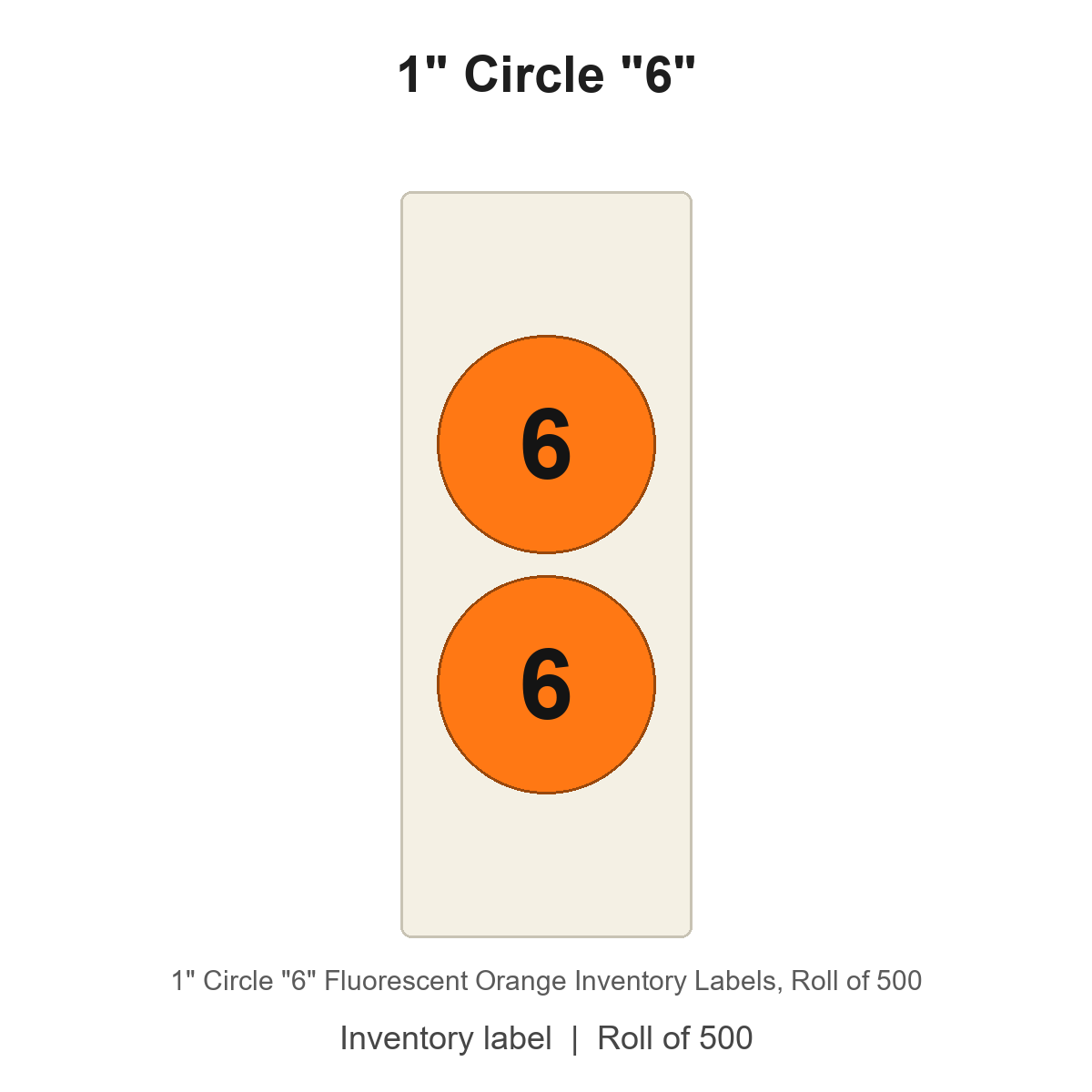 1" Circle "6" Fluorescent Orange Inventory Labels