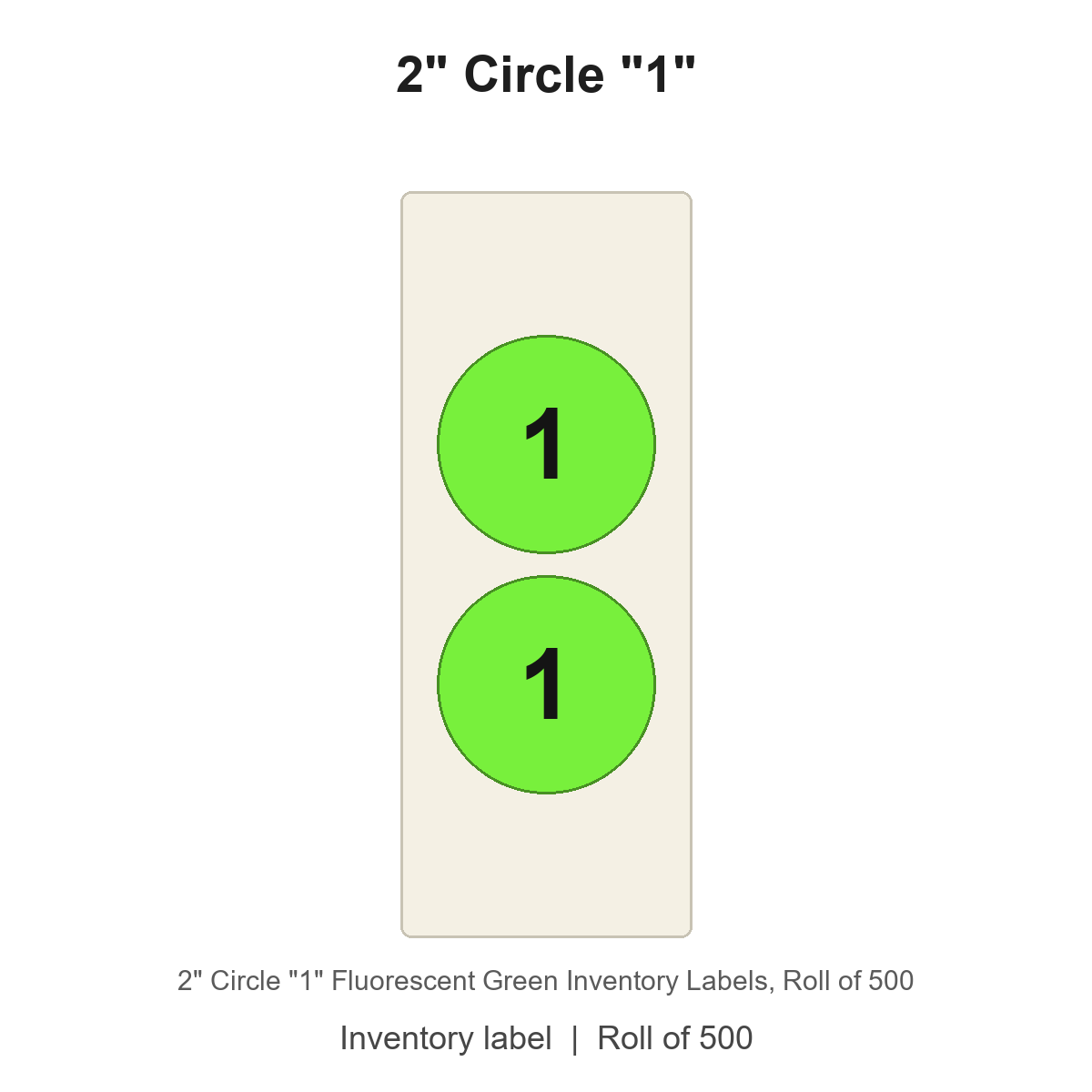2" Circle "1" Fluorescent Green Inventory Labels