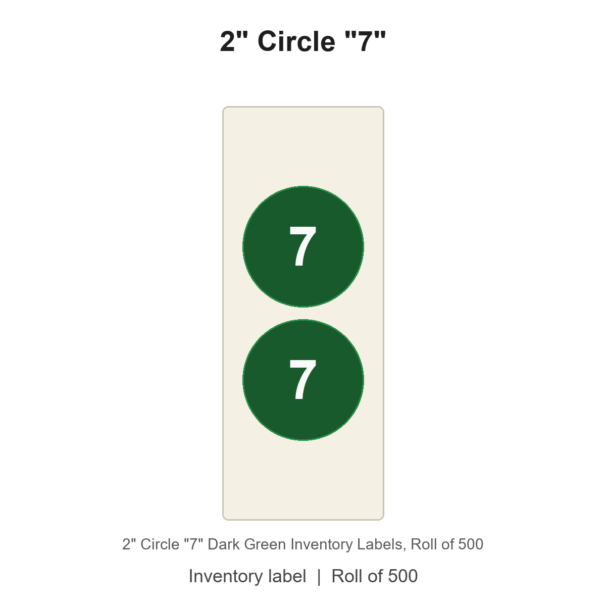 2" Circle "7" Dark Green Inventory Labels