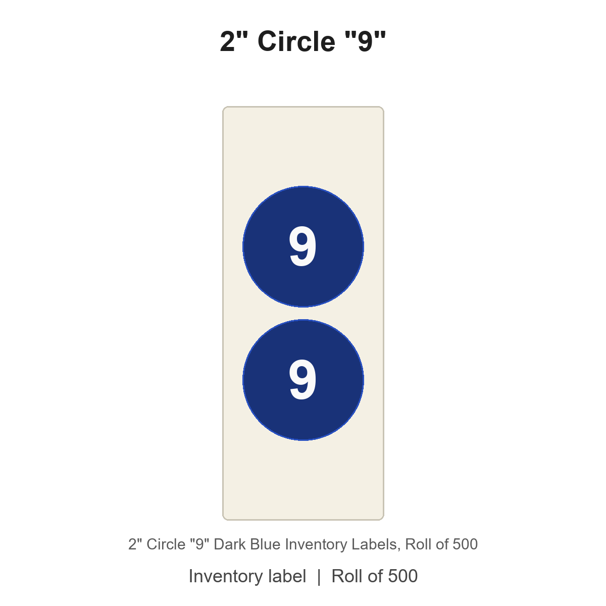 2" Circle "9" Dark Blue Inventory Labels