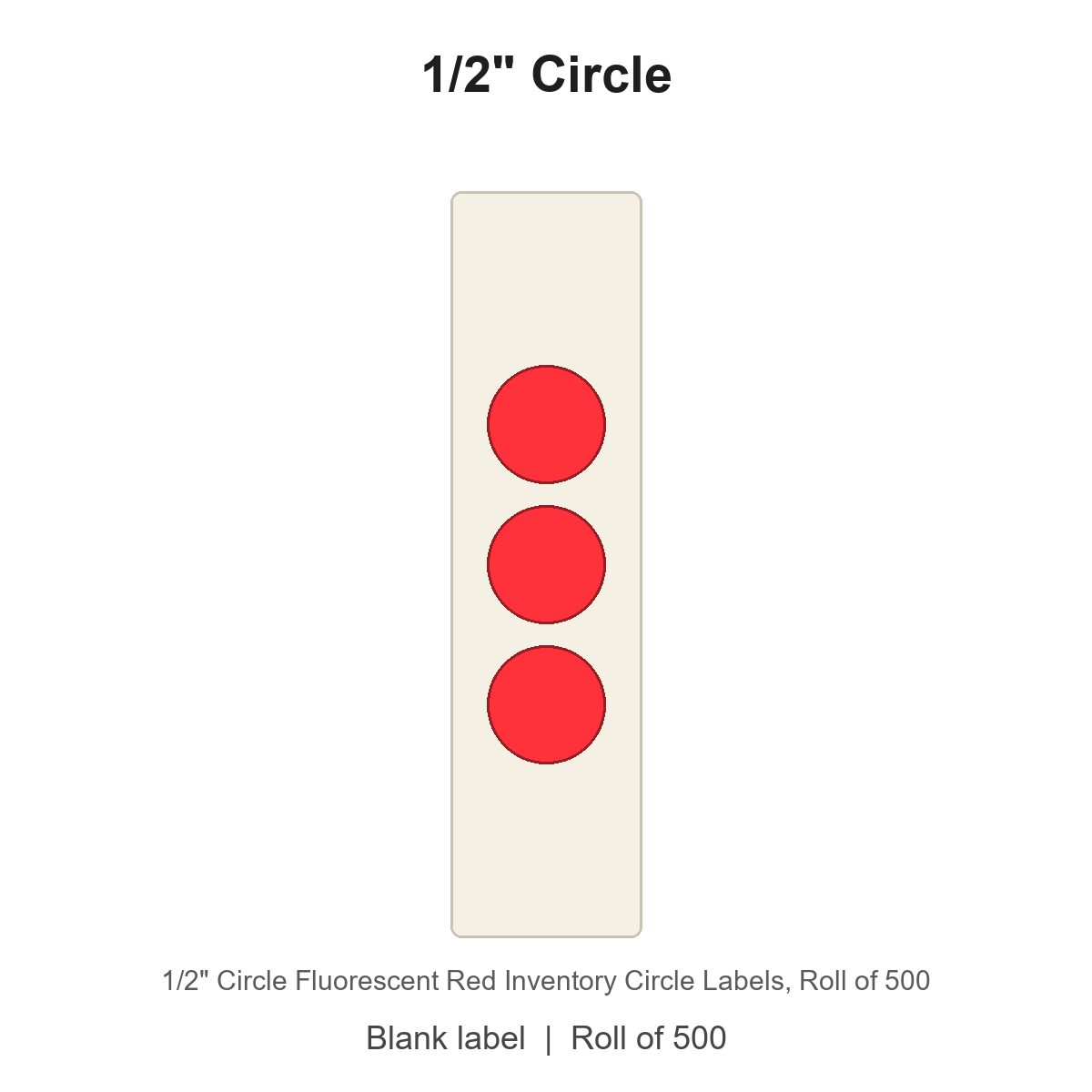 1/2" Circle Fluorescent Red Inventory Circle Labels