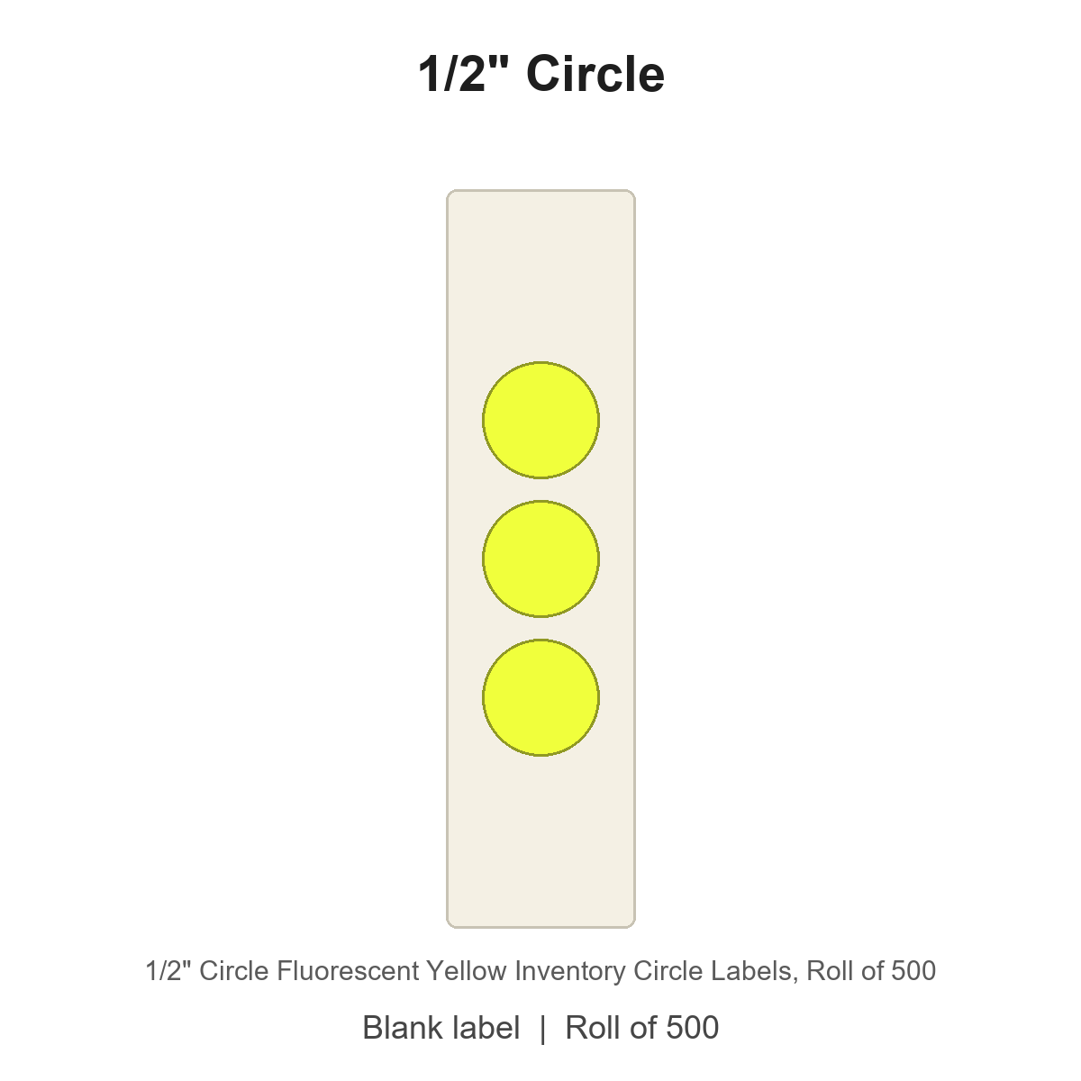 1/2" Circle Fluorescent Yellow Inventory Circle Labels