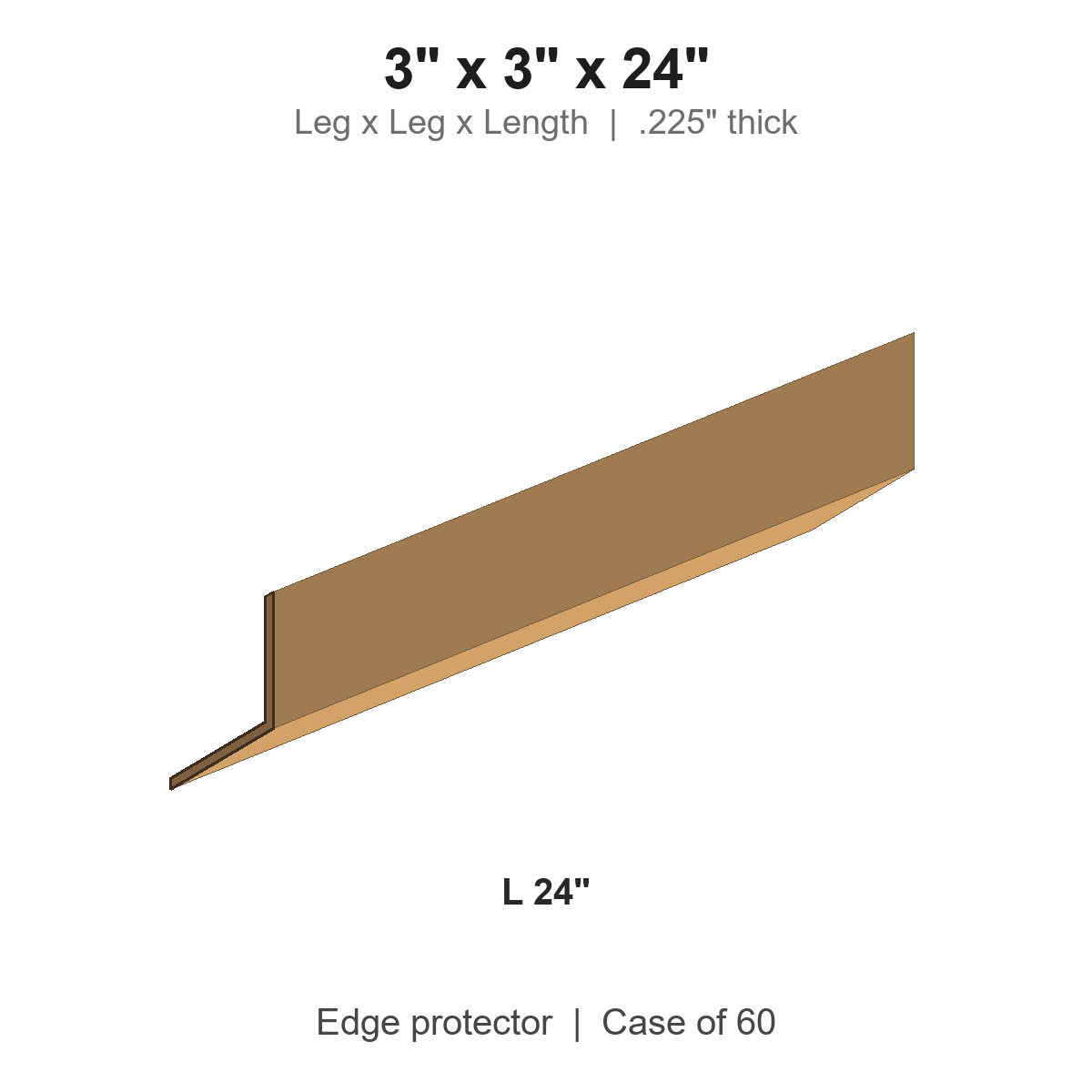 3" x 3" x 24" Bundle-Wrapped Heavy-Duty Edge Protectors .225" thick