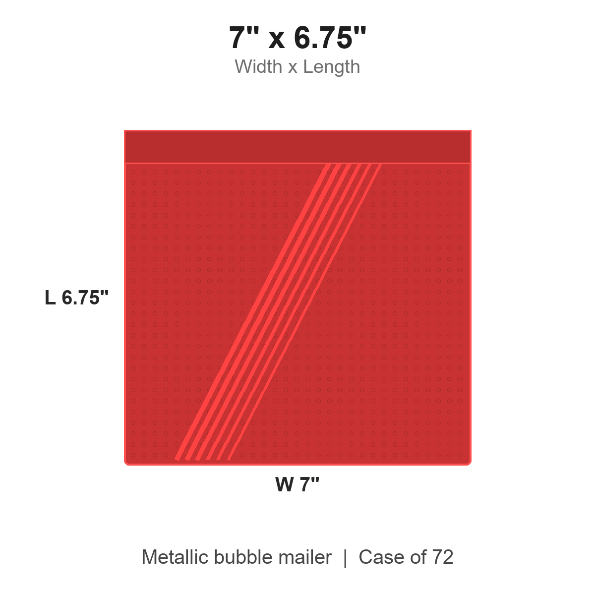 7" x 6.75" Red Metallic Bubble Mailers