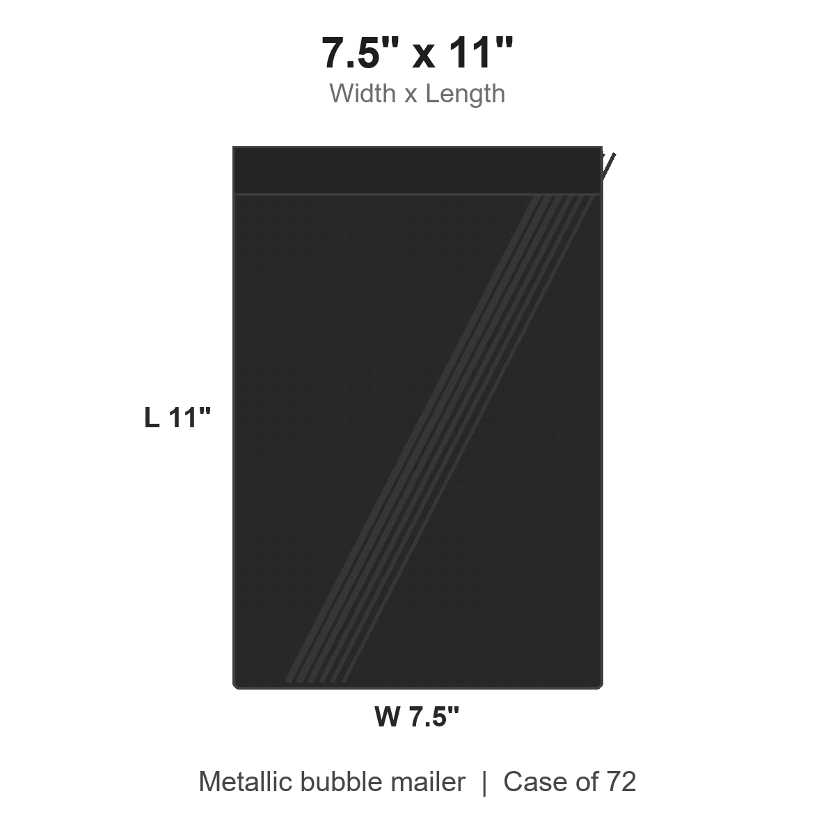 7.5" x 11" Black Metallic Bubble Mailers