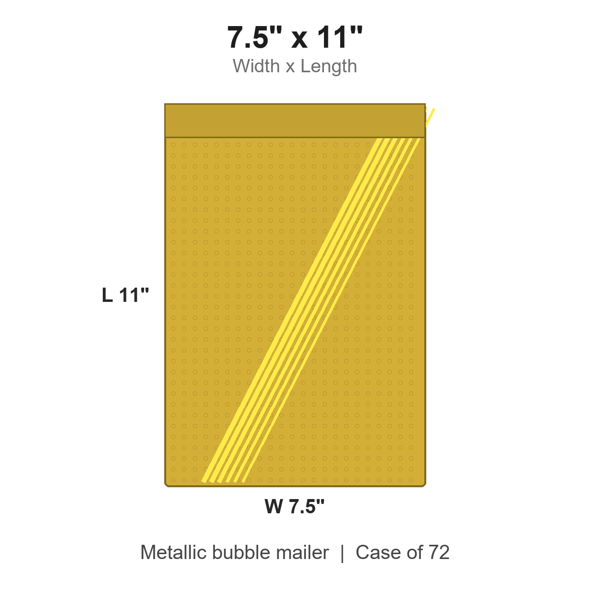 7.5" x 11" Gold Metallic Bubble Mailers