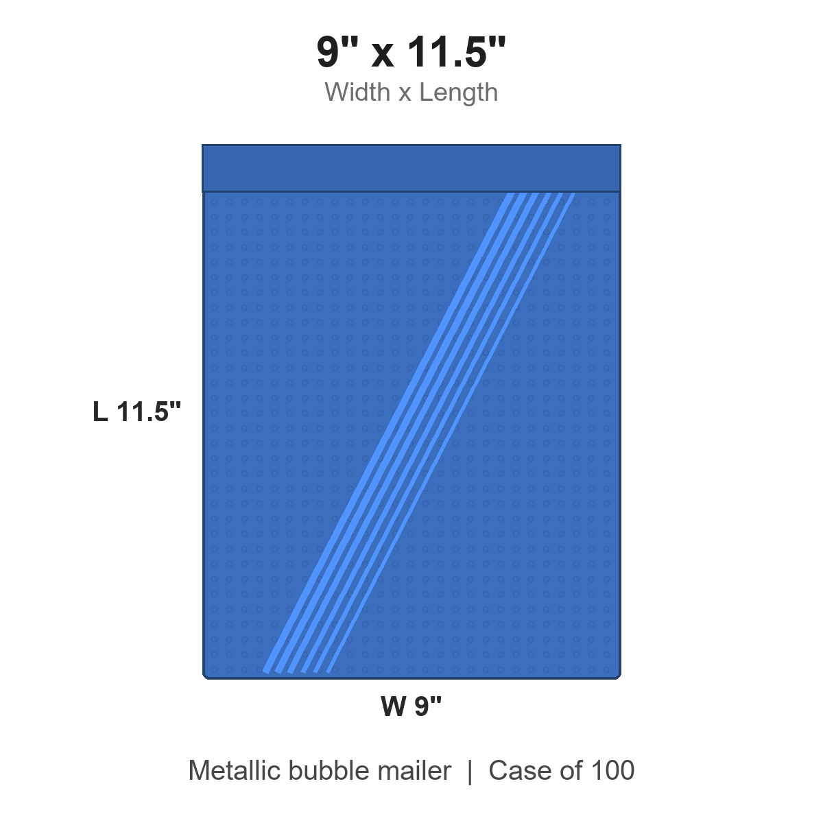 9" x 11.5" Blue Metallic Bubble Mailers