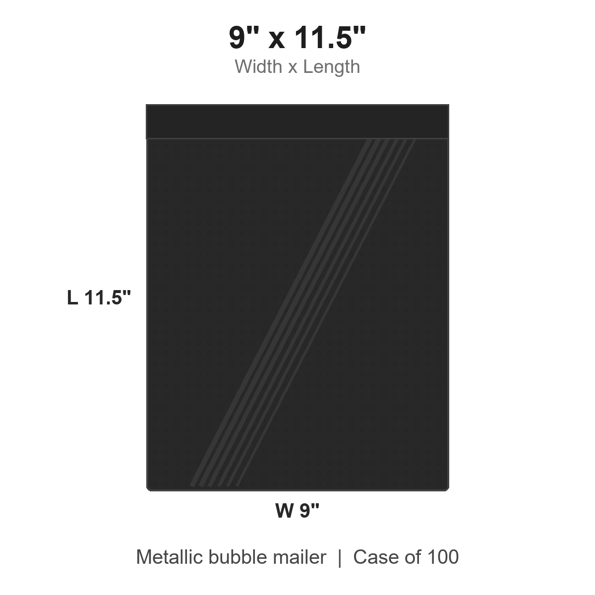 9" x 11.5" Black Metallic Bubble Mailers
