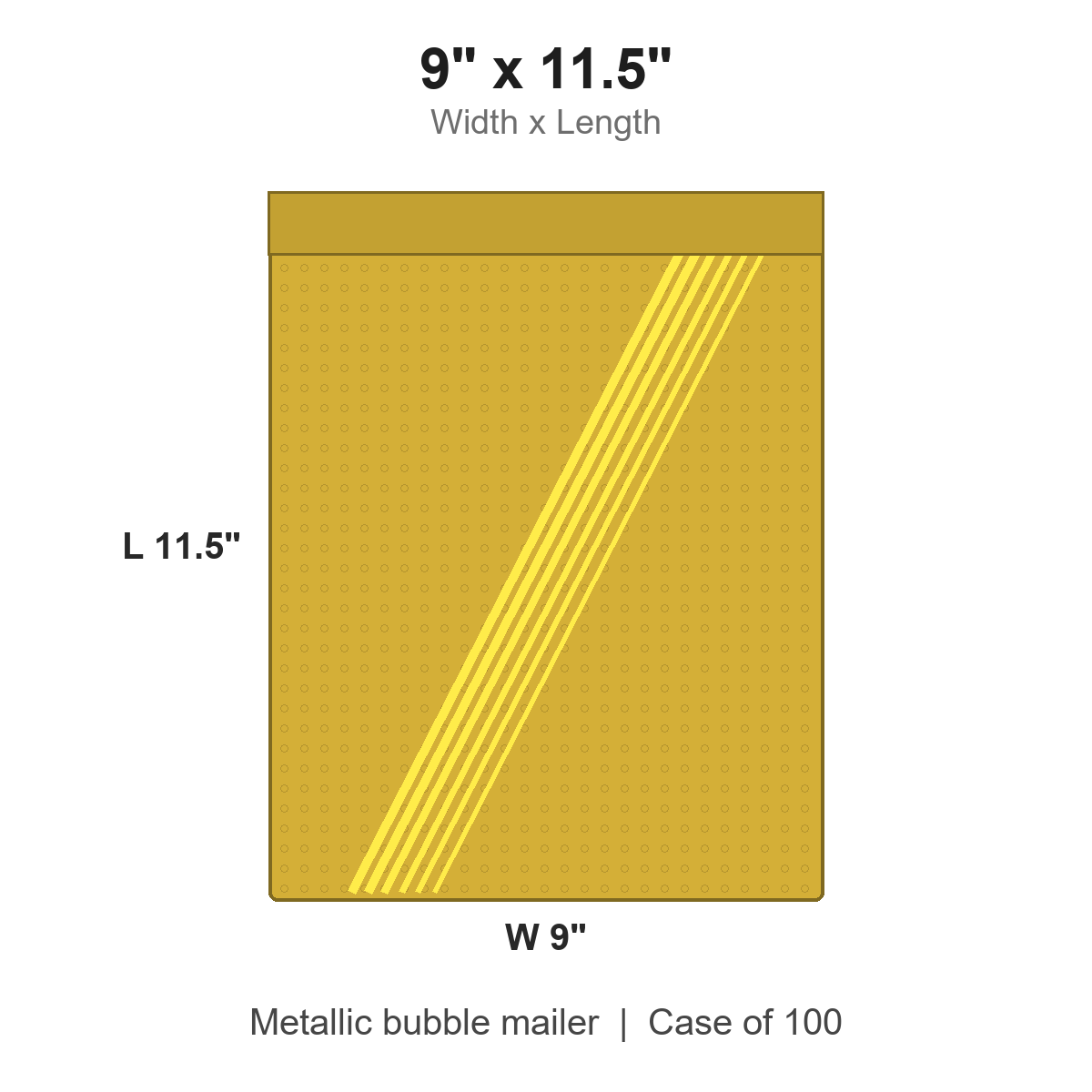 9" x 11.5" Gold Metallic Bubble Mailers