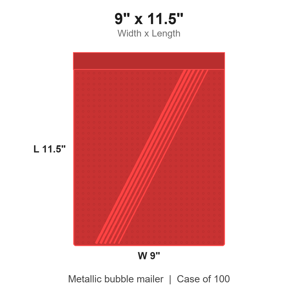 9" x 11.5" Red Metallic Bubble Mailers