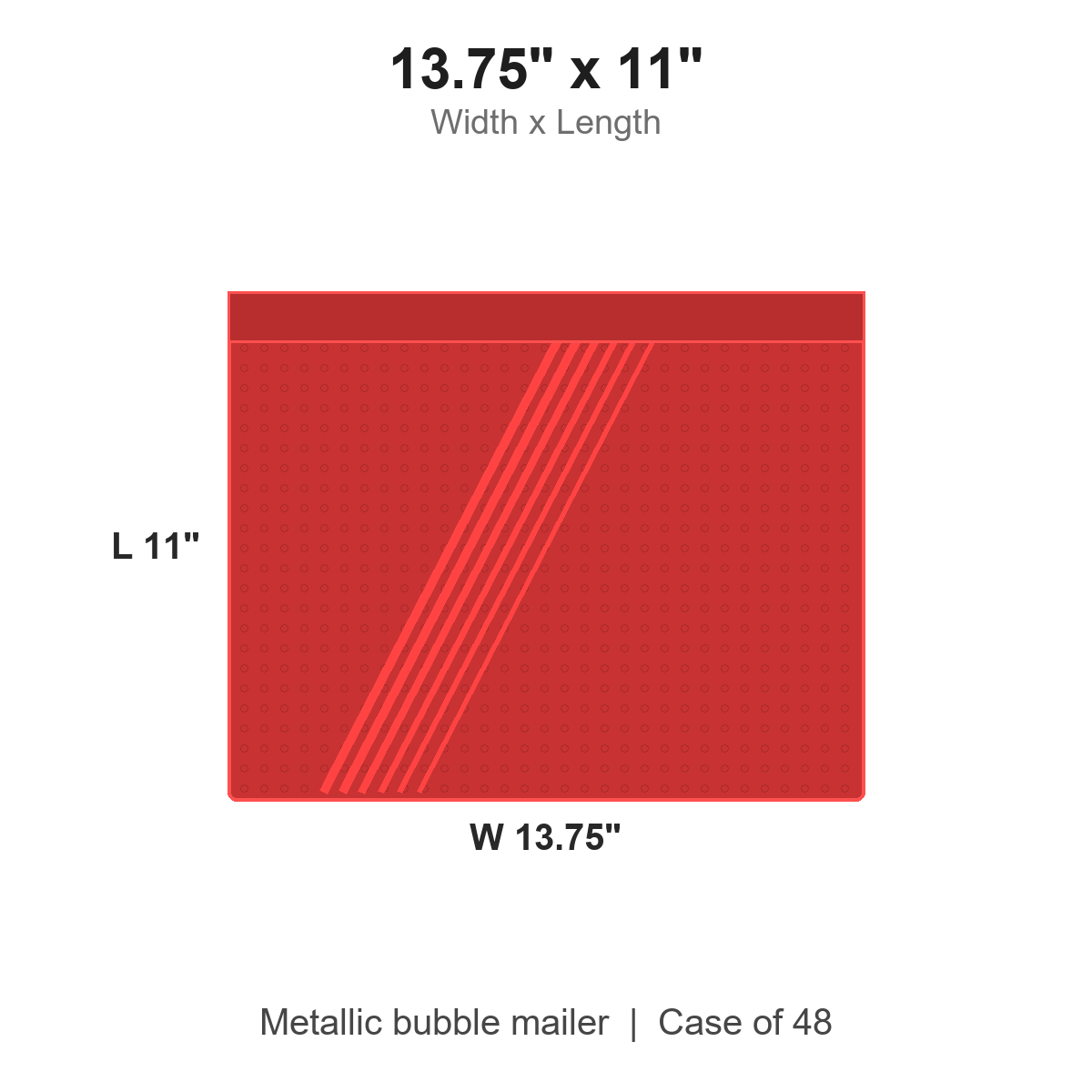 13.75" x 11" Red Metallic Bubble Mailers