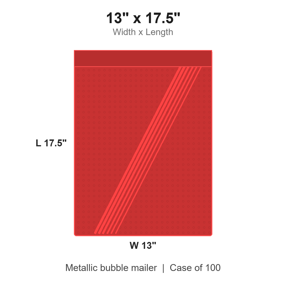13" x 17.5" Red Metallic Bubble Mailers