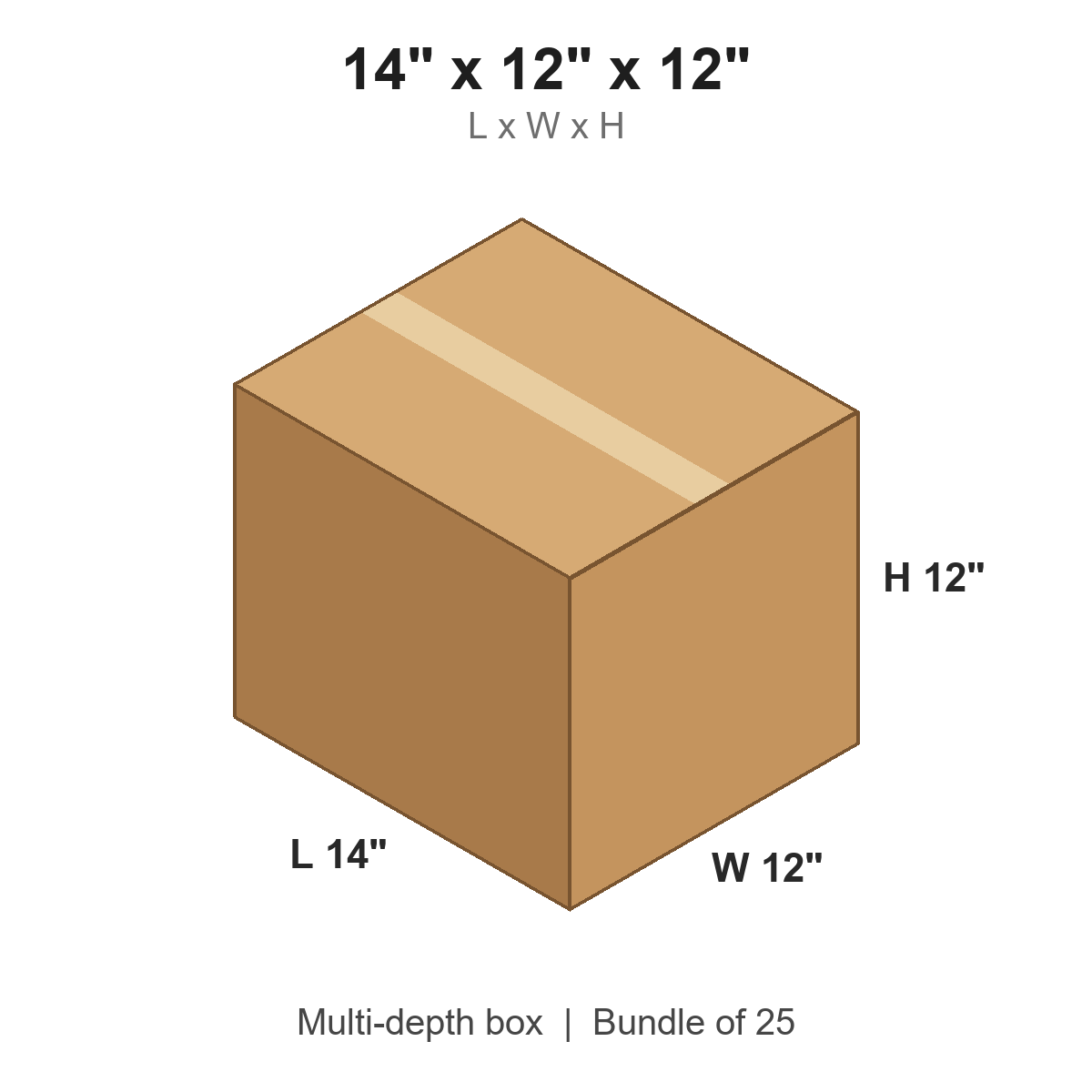 14x12x12 Multi-Depth Corrugated Boxes