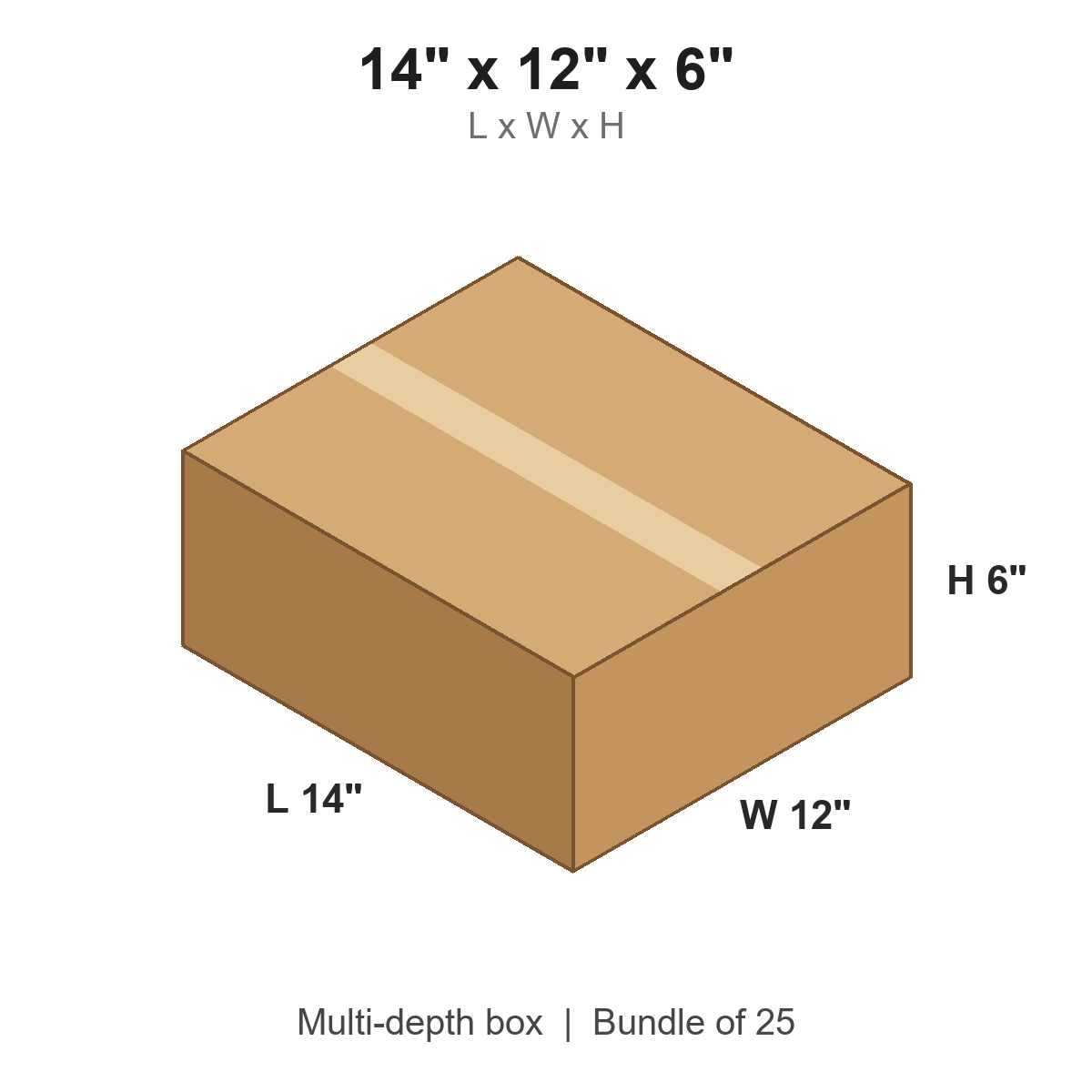 14x12x6 Multi-Depth Corrugated Boxes
