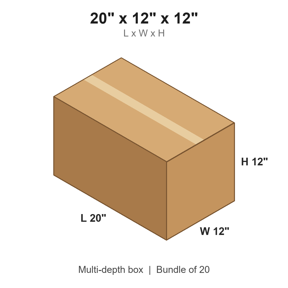 20x12x12 Multi-Depth Corrugated Boxes