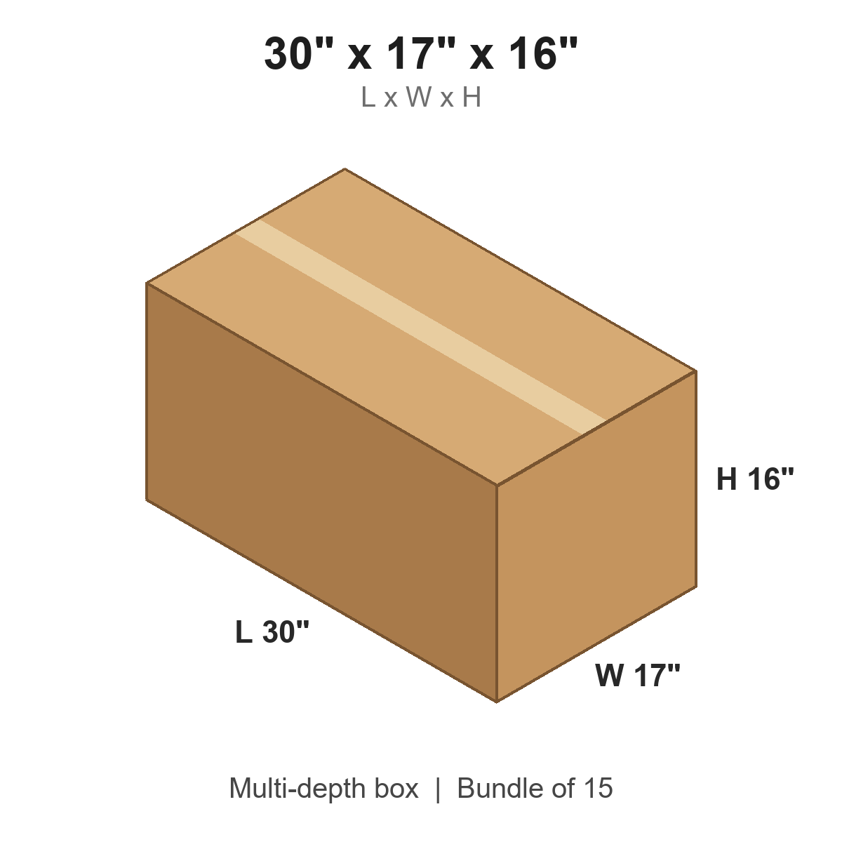 30x17x16 Multi-Depth Corrugated Boxes
