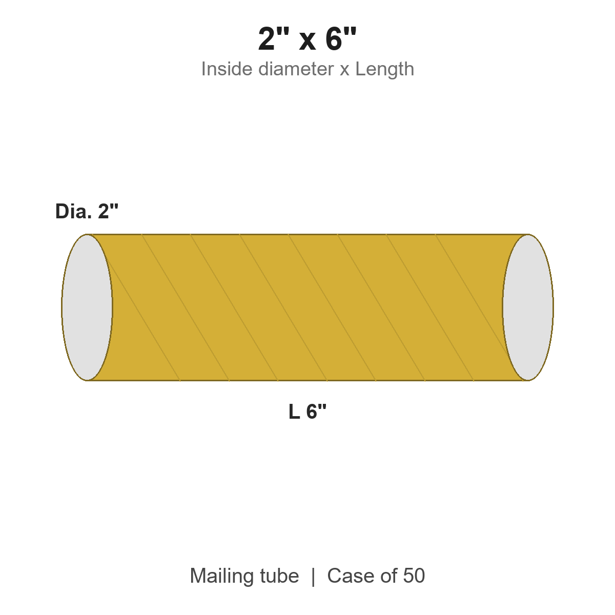 2" x 6" Gold Mailing Tubes with Caps