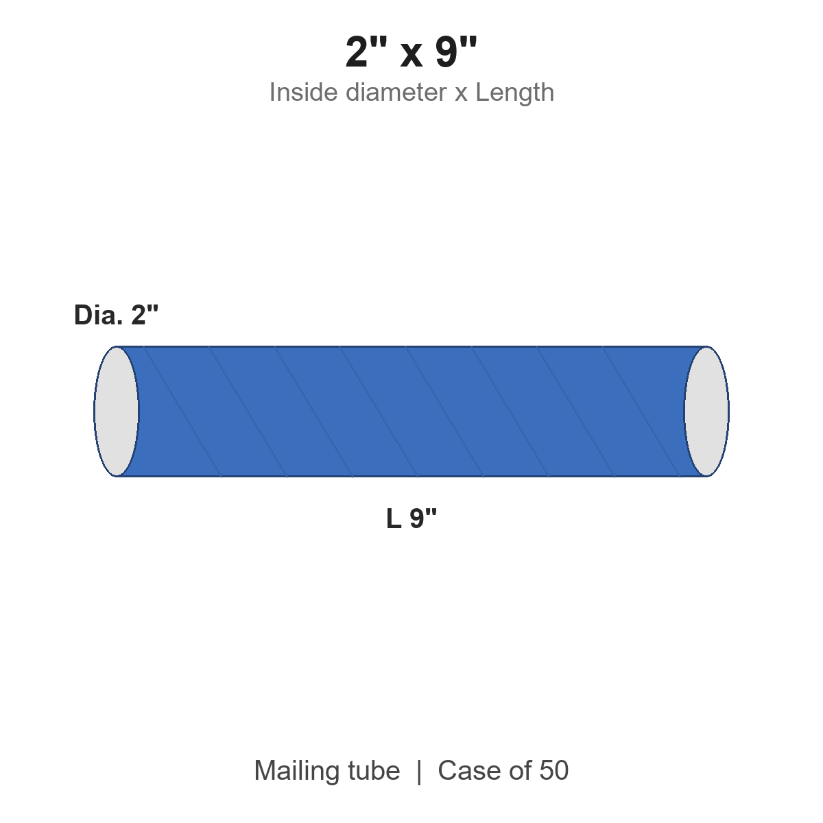 2" x 9" Blue Mailing Tubes with Caps