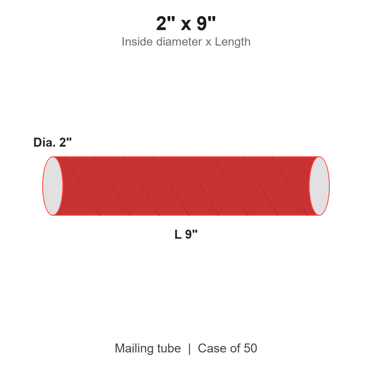 2" x 9" Red Mailing Tubes with Caps