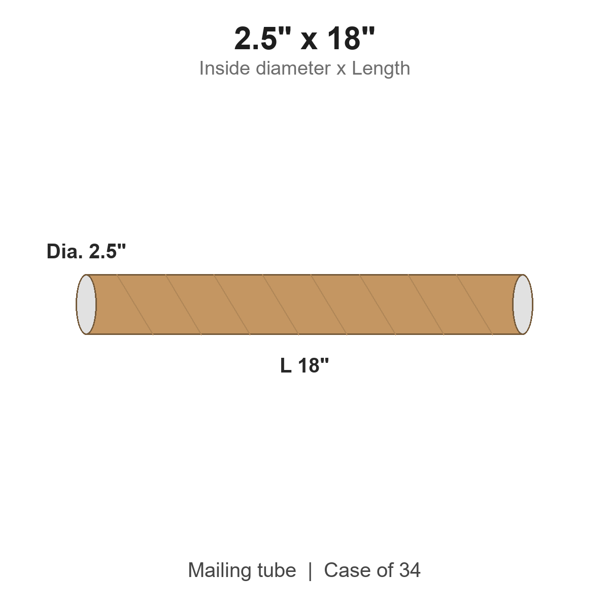 2.5" x 18" Kraft Mailing Tubes with Caps