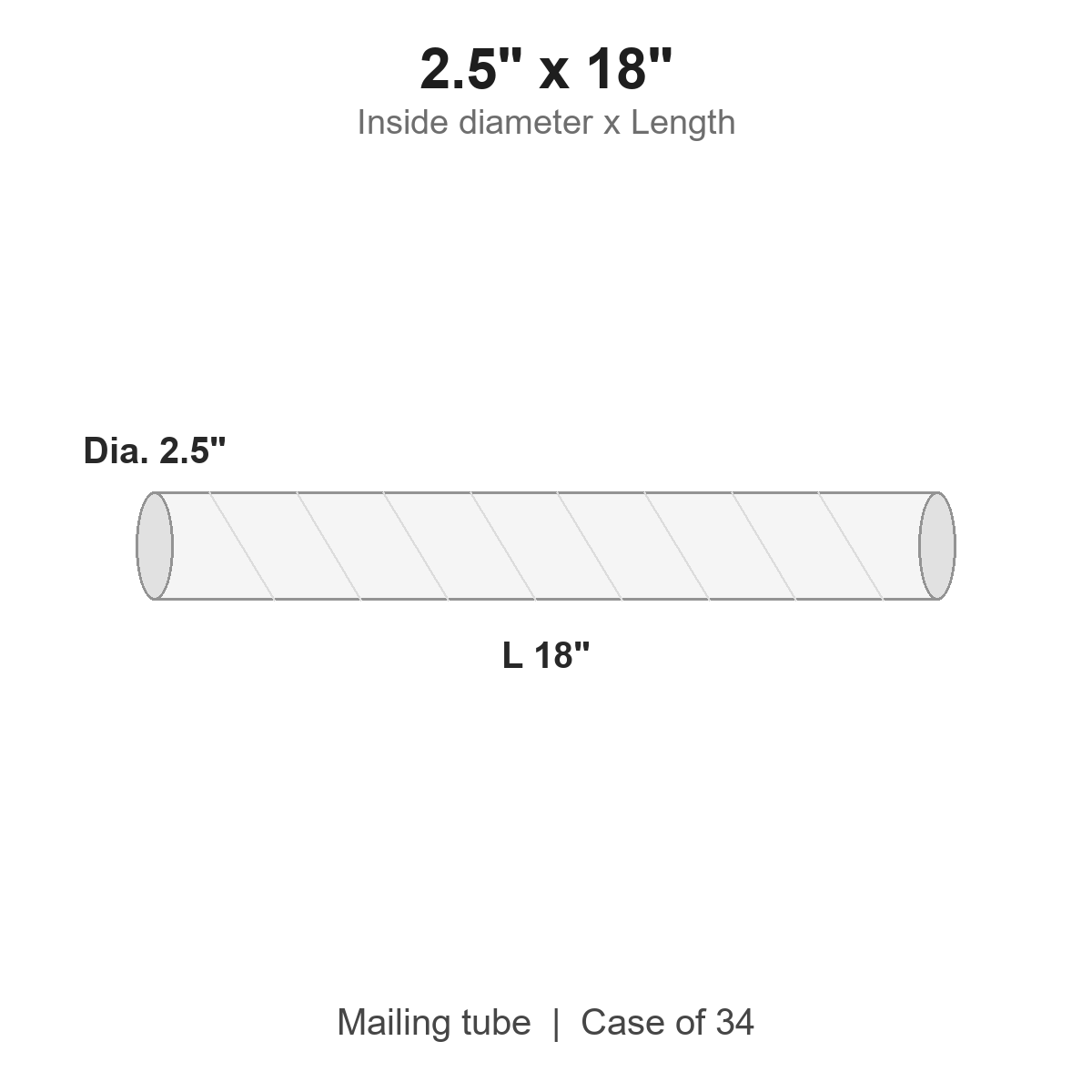 2.5" x 18" White Mailing Tubes with Caps