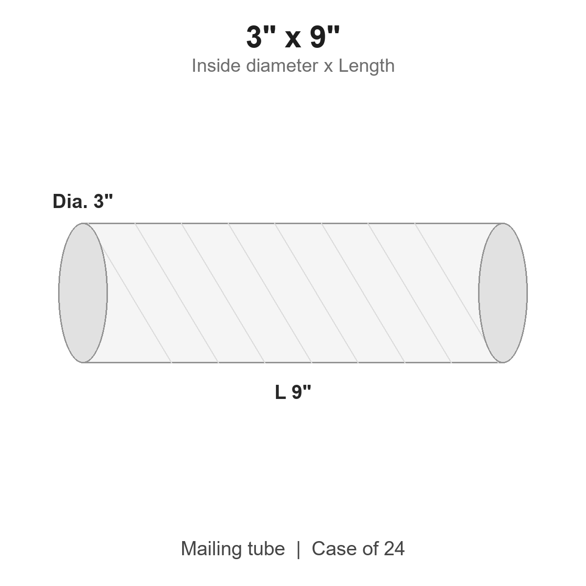 3" x 9" White Mailing Tubes with Caps