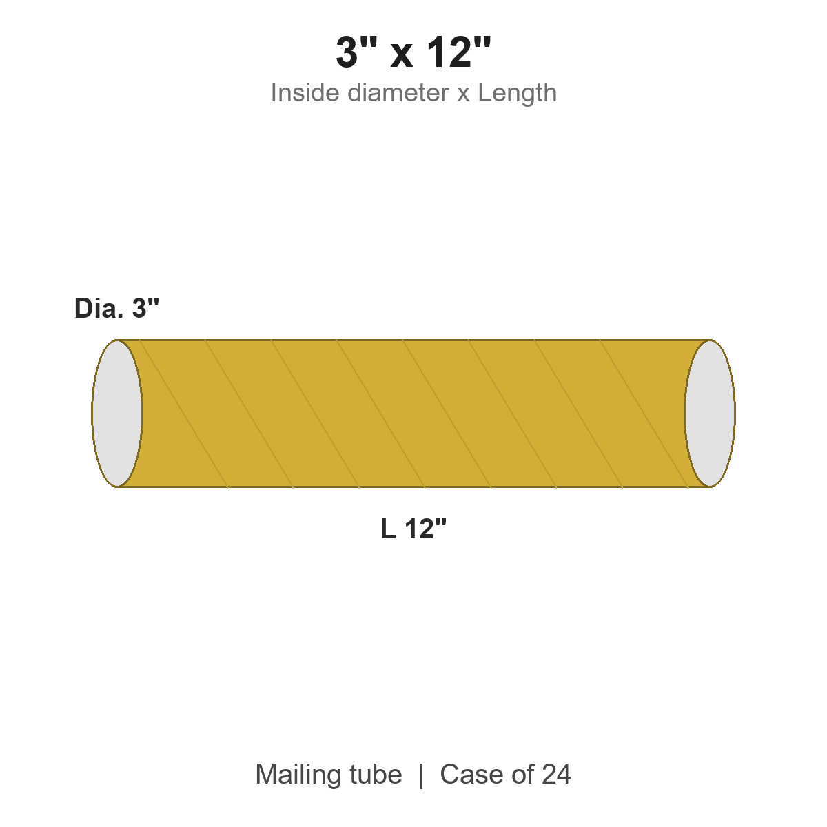 3" x 12" Gold Mailing Tubes with Caps