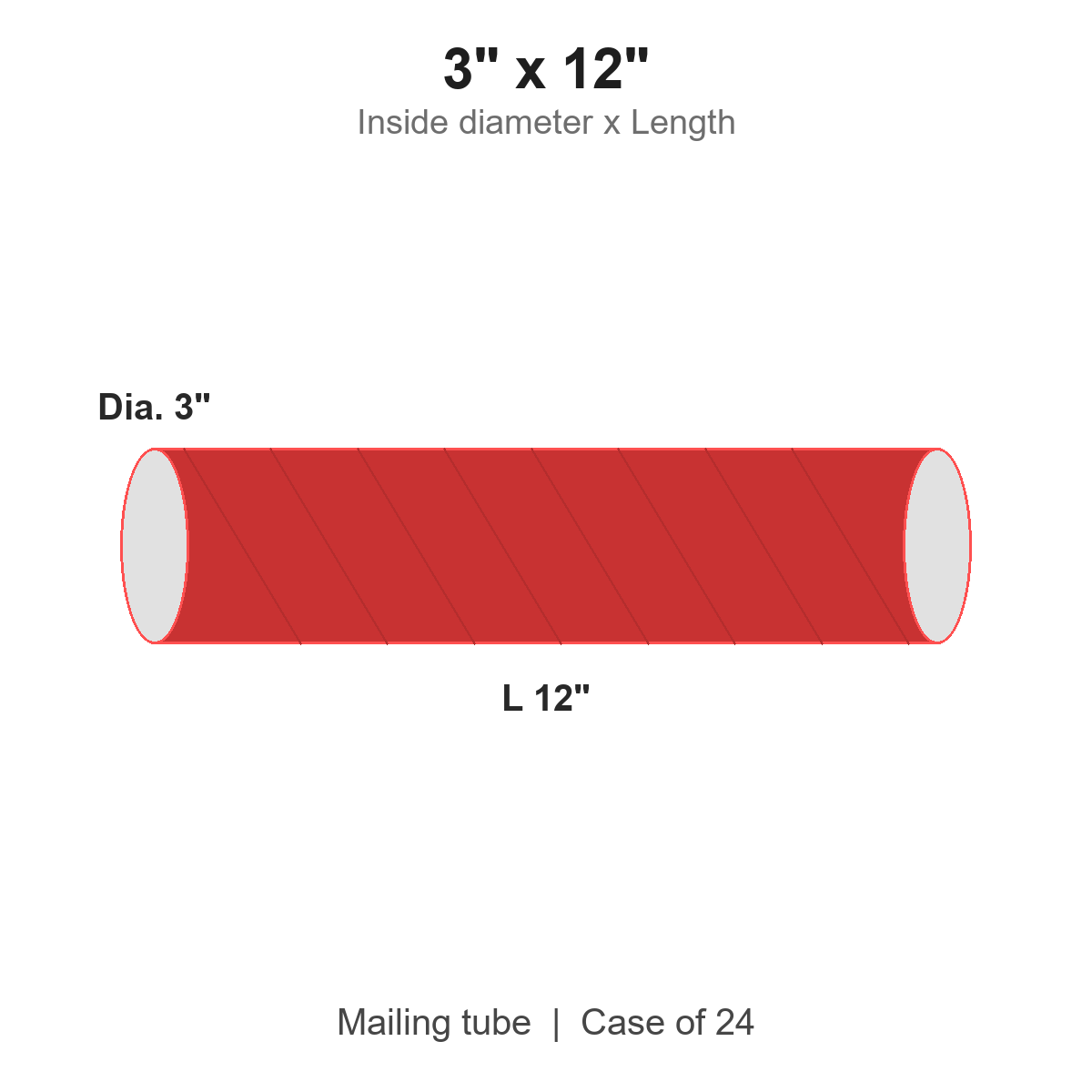3" x 12" Red Mailing Tubes with Caps
