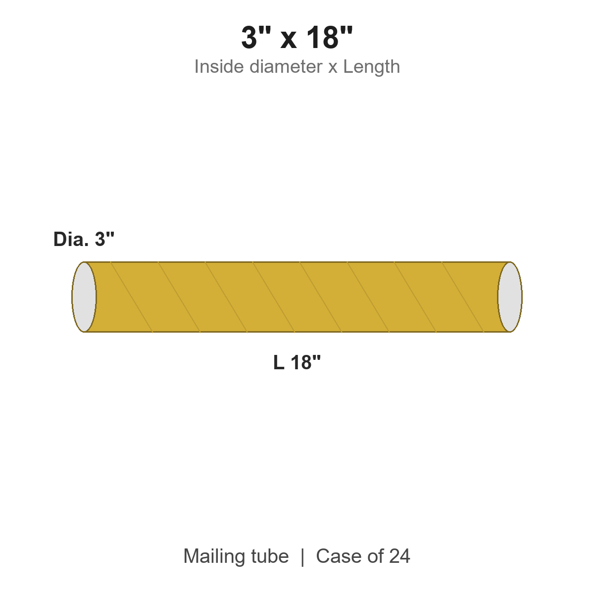 3" x 18" Gold Mailing Tubes with Caps