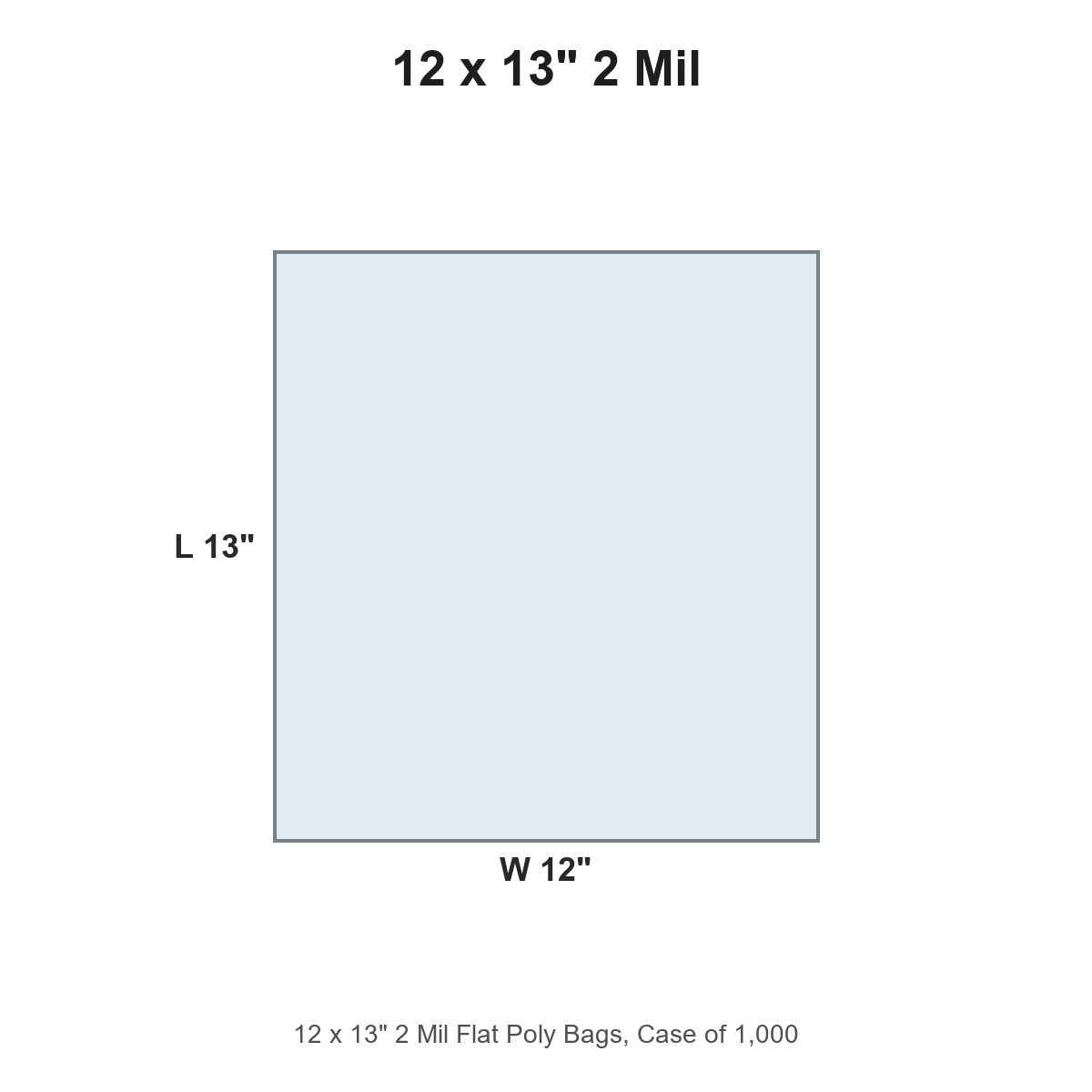 12 x 13" 2 Mil Flat Poly Bags