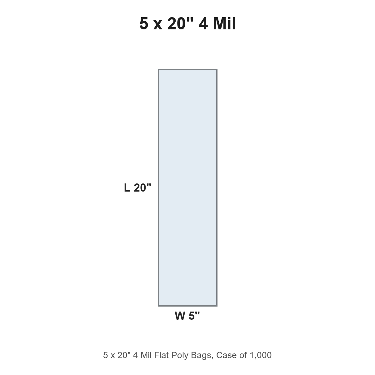 5 x 20" 4 Mil Flat Poly Bags