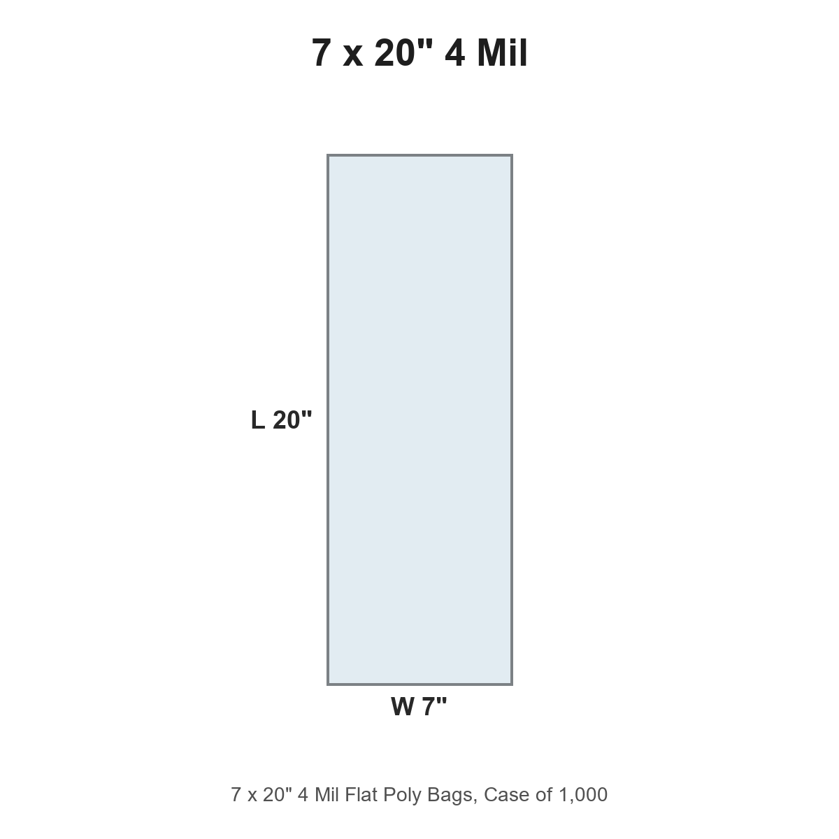 7 x 20" 4 Mil Flat Poly Bags