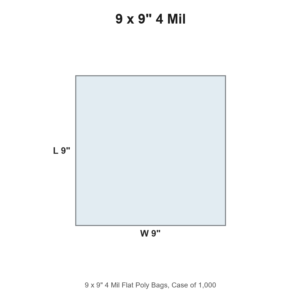 9 x 9" 4 Mil Flat Poly Bags