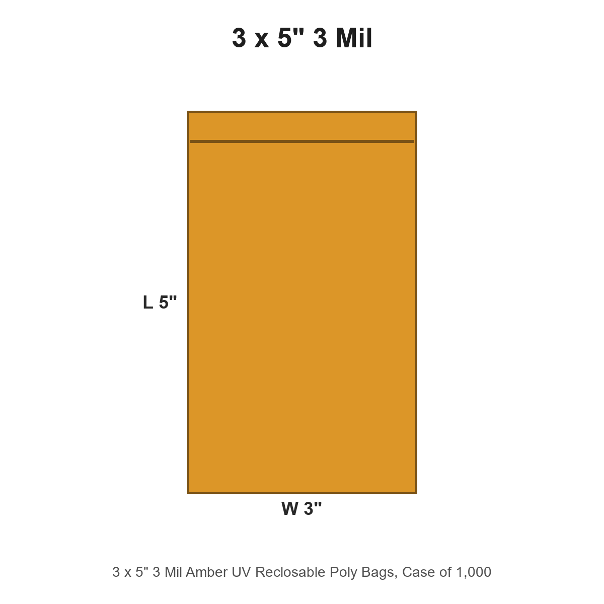 3 x 5" 3 Mil Amber UV Reclosable Poly Bags