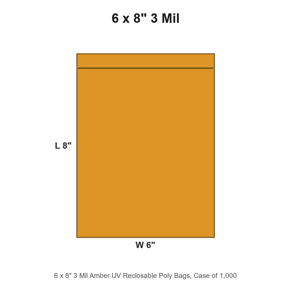 6 x 8" 3 Mil Amber UV Reclosable Poly Bags