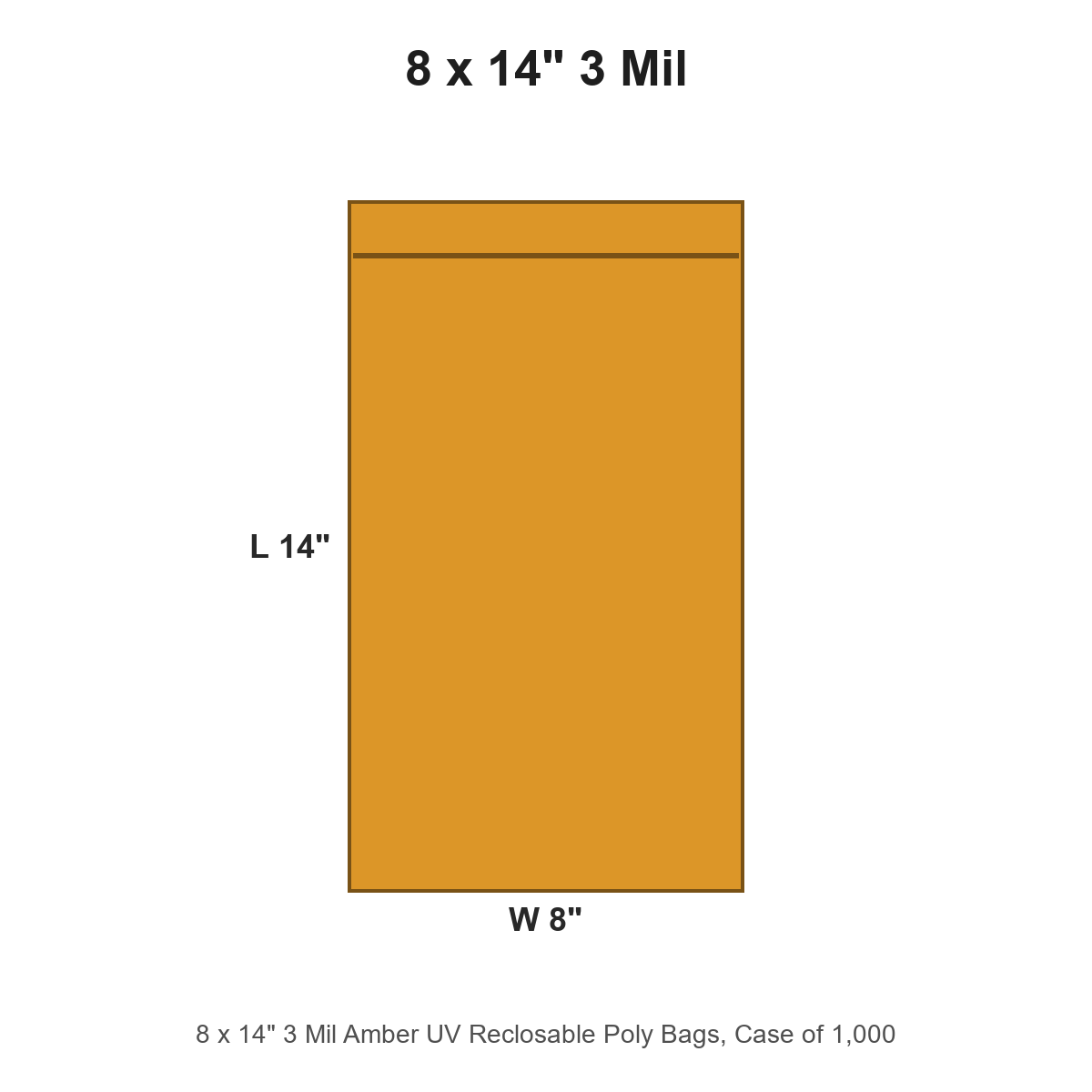 8 x 14" 3 Mil Amber UV Reclosable Poly Bags