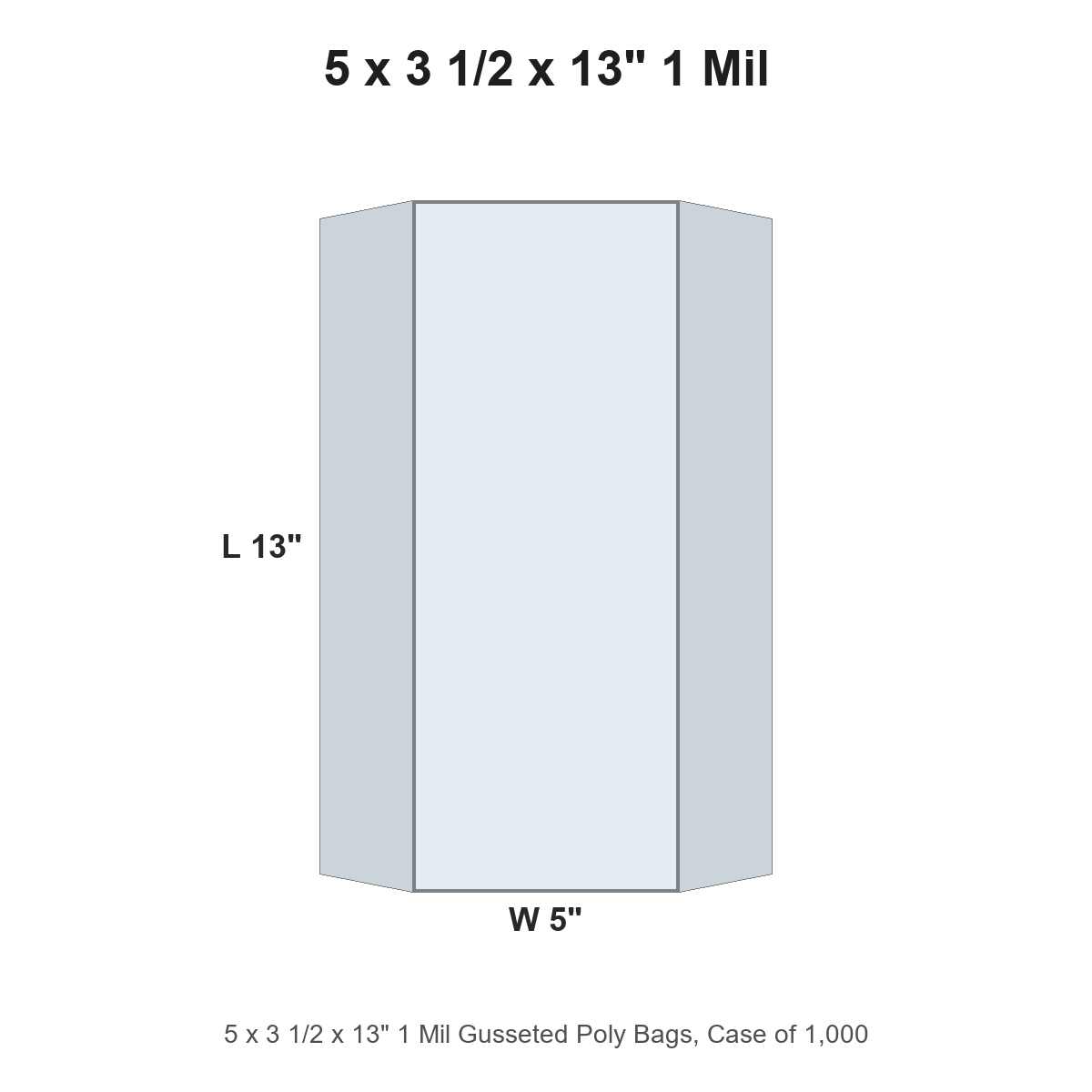 5 x 3 1/2 x 13" 1 Mil Gusseted Poly Bags