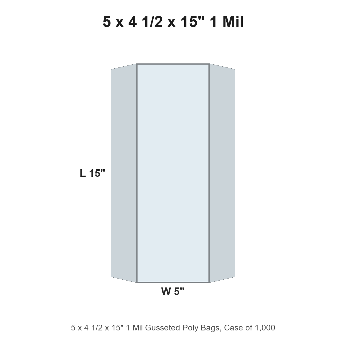 5 x 4 1/2 x 15" 1 Mil Gusseted Poly Bags