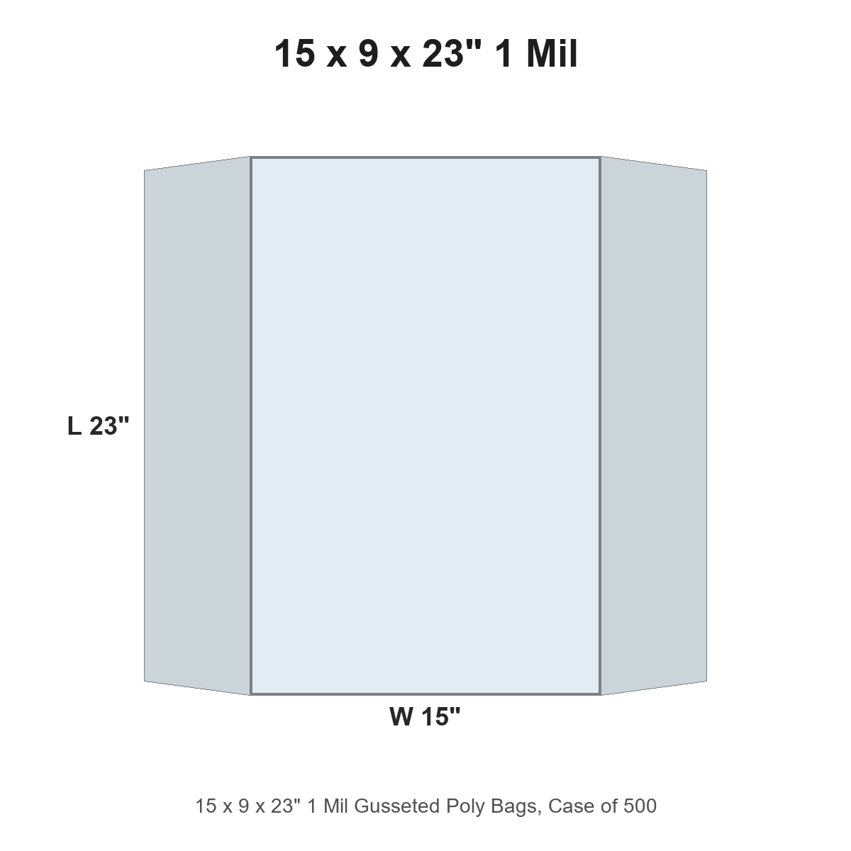15 x 9 x 23" 1 Mil Gusseted Poly Bags