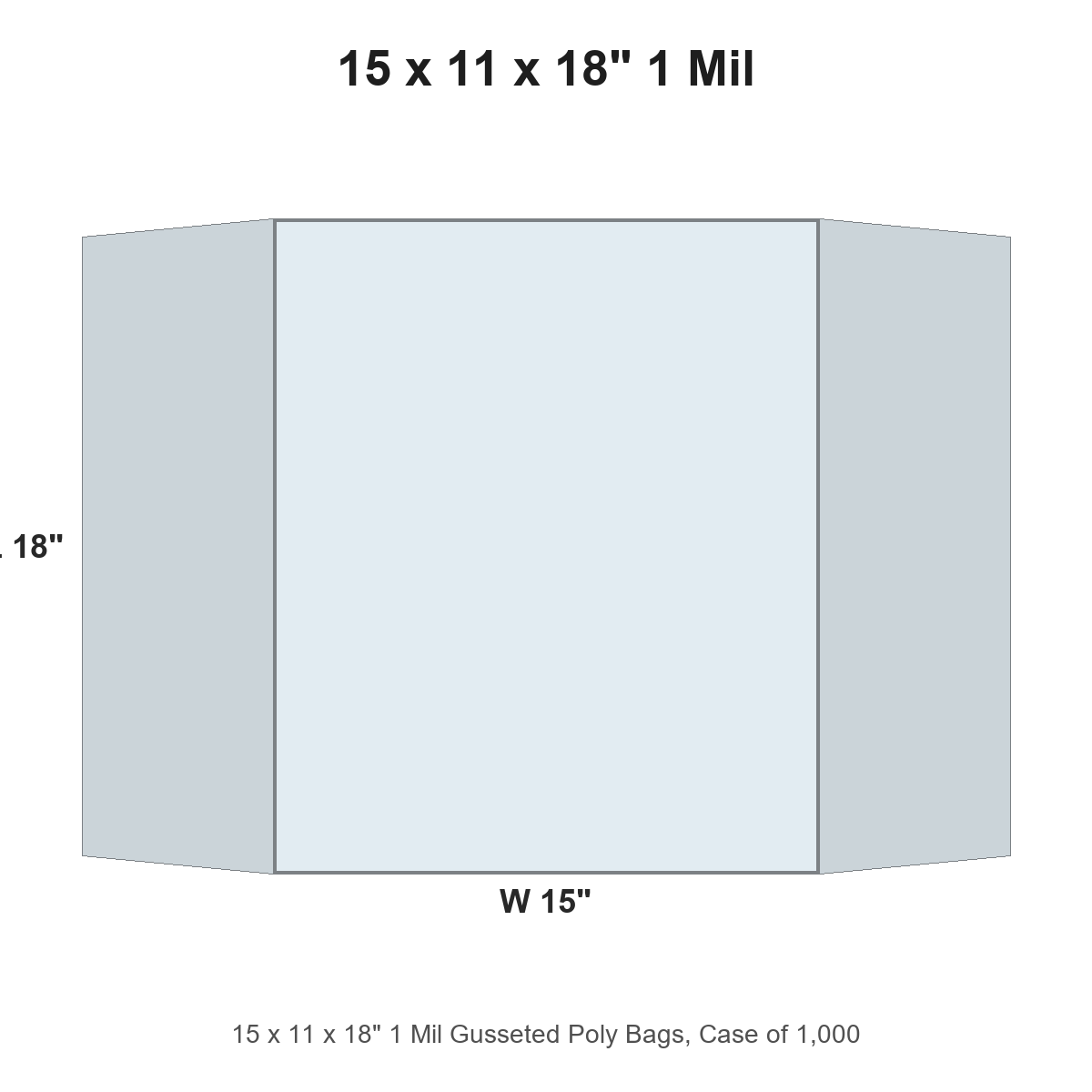 15 x 11 x 18" 1 Mil Gusseted Poly Bags