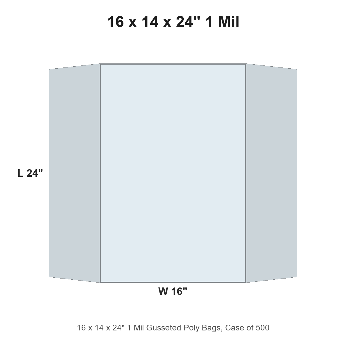 16 x 14 x 24" 1 Mil Gusseted Poly Bags