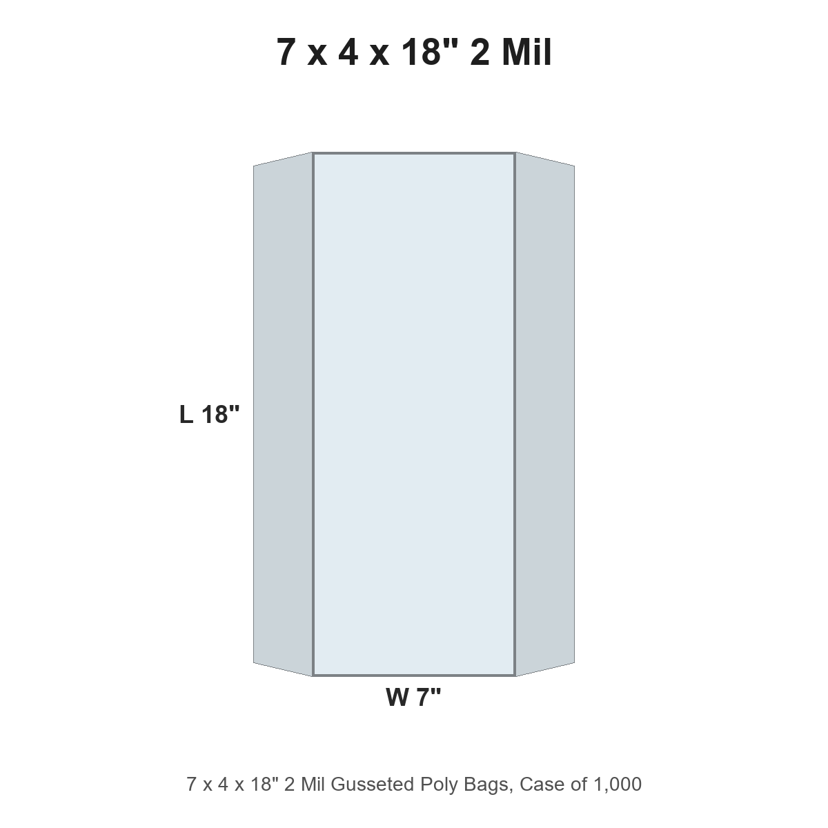 7 x 4 x 18" 2 Mil Gusseted Poly Bags