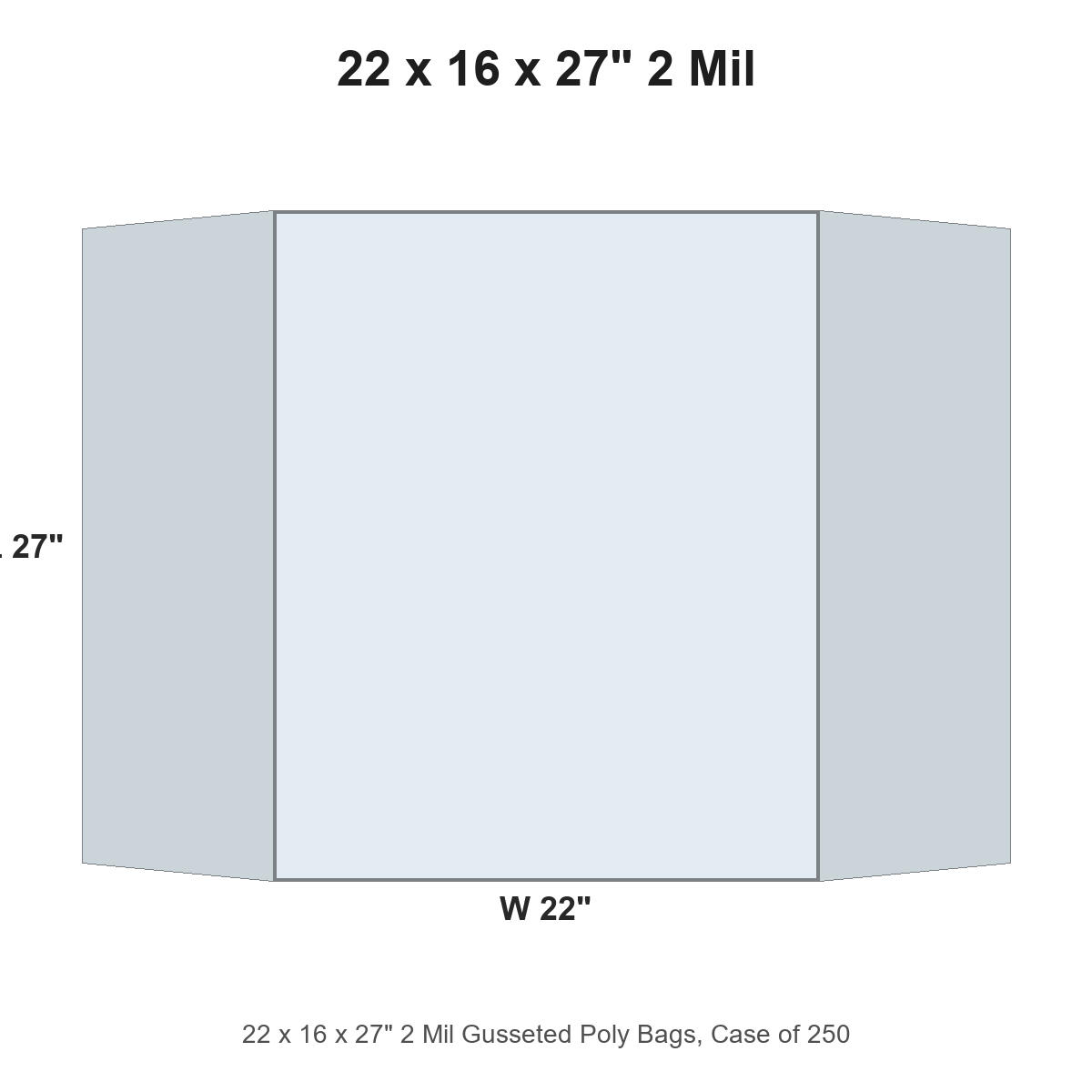 22 x 16 x 27" 2 Mil Gusseted Poly Bags