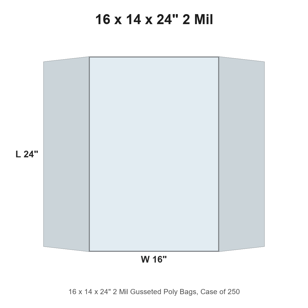 16 x 14 x 24" 2 Mil Gusseted Poly Bags
