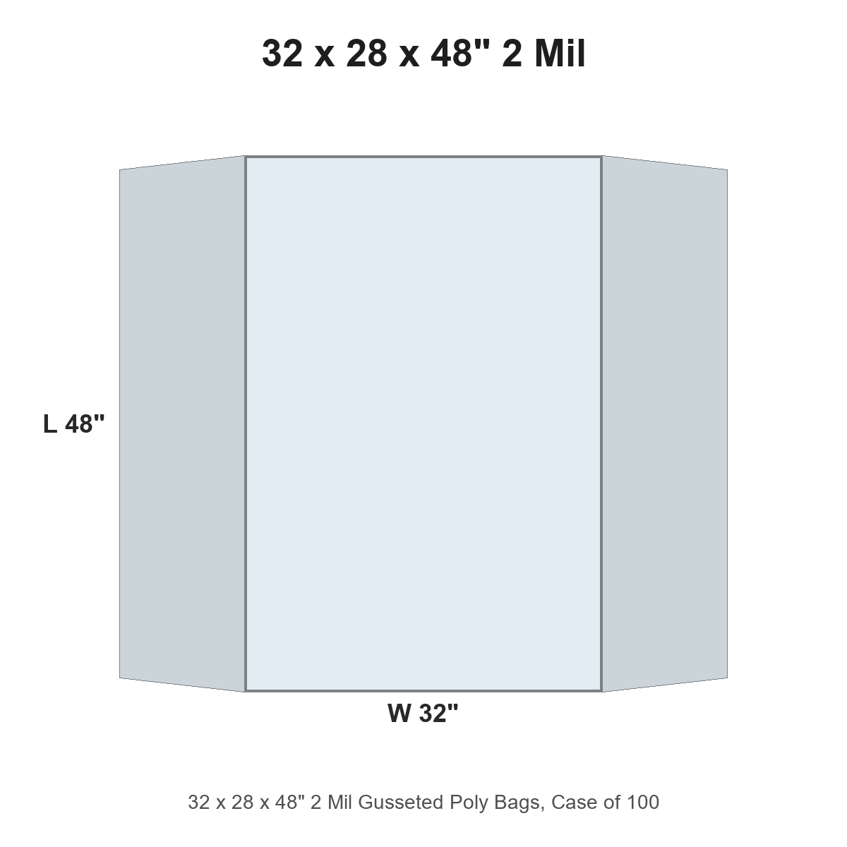 32 x 28 x 48" 2 Mil Gusseted Poly Bags