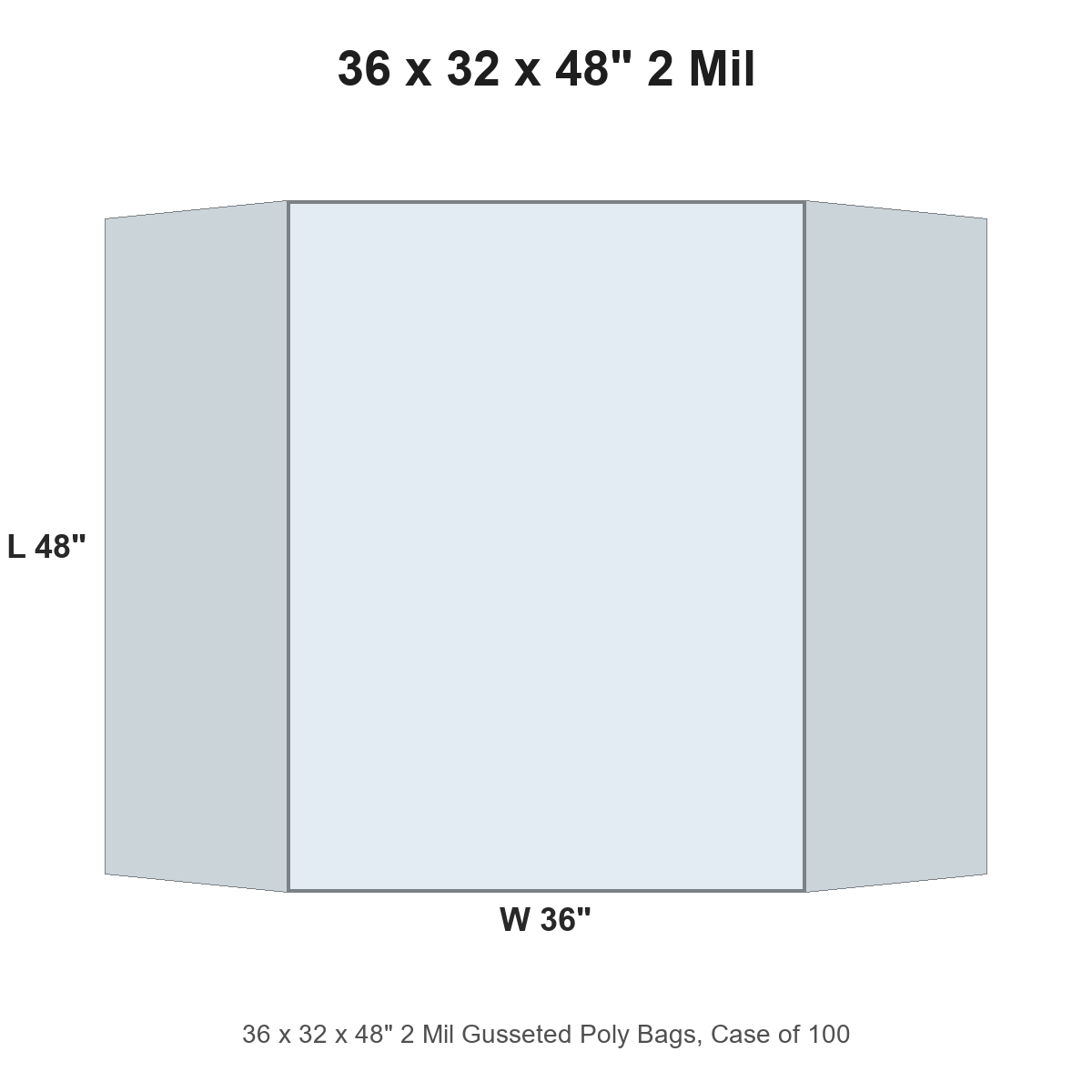 36 x 32 x 48" 2 Mil Gusseted Poly Bags