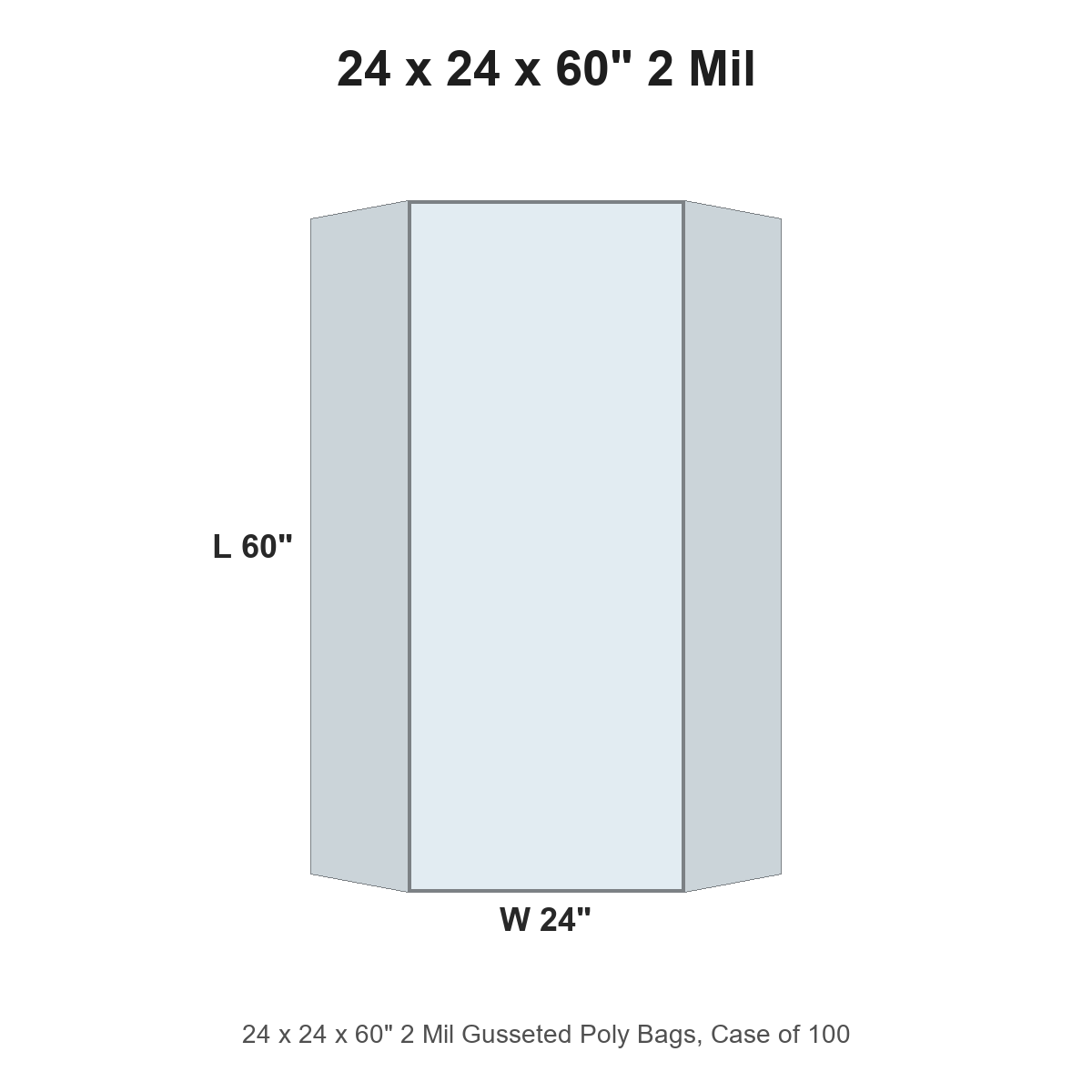 24 x 24 x 60" 2 Mil Gusseted Poly Bags