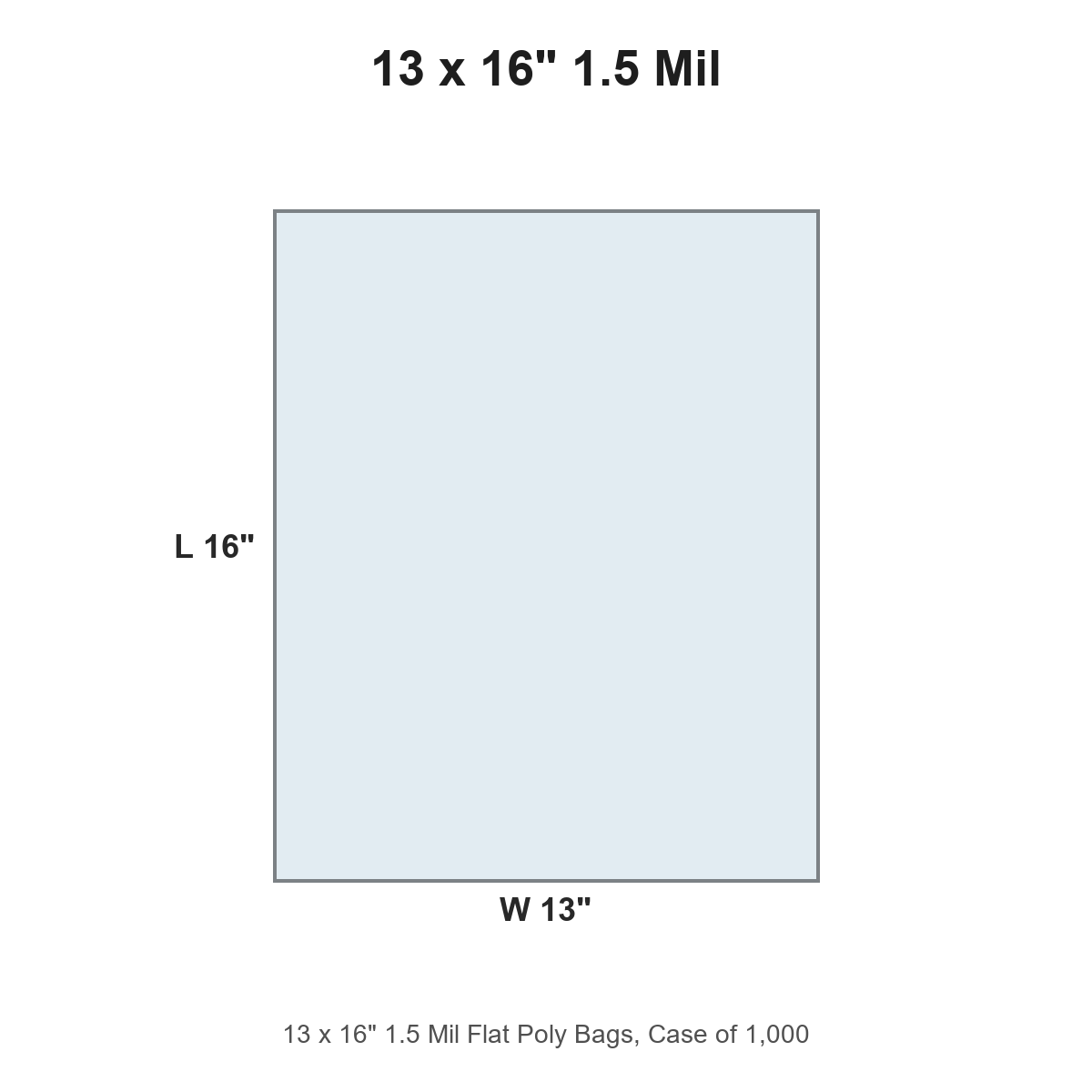 13 x 16" 1.5 Mil Flat Poly Bags