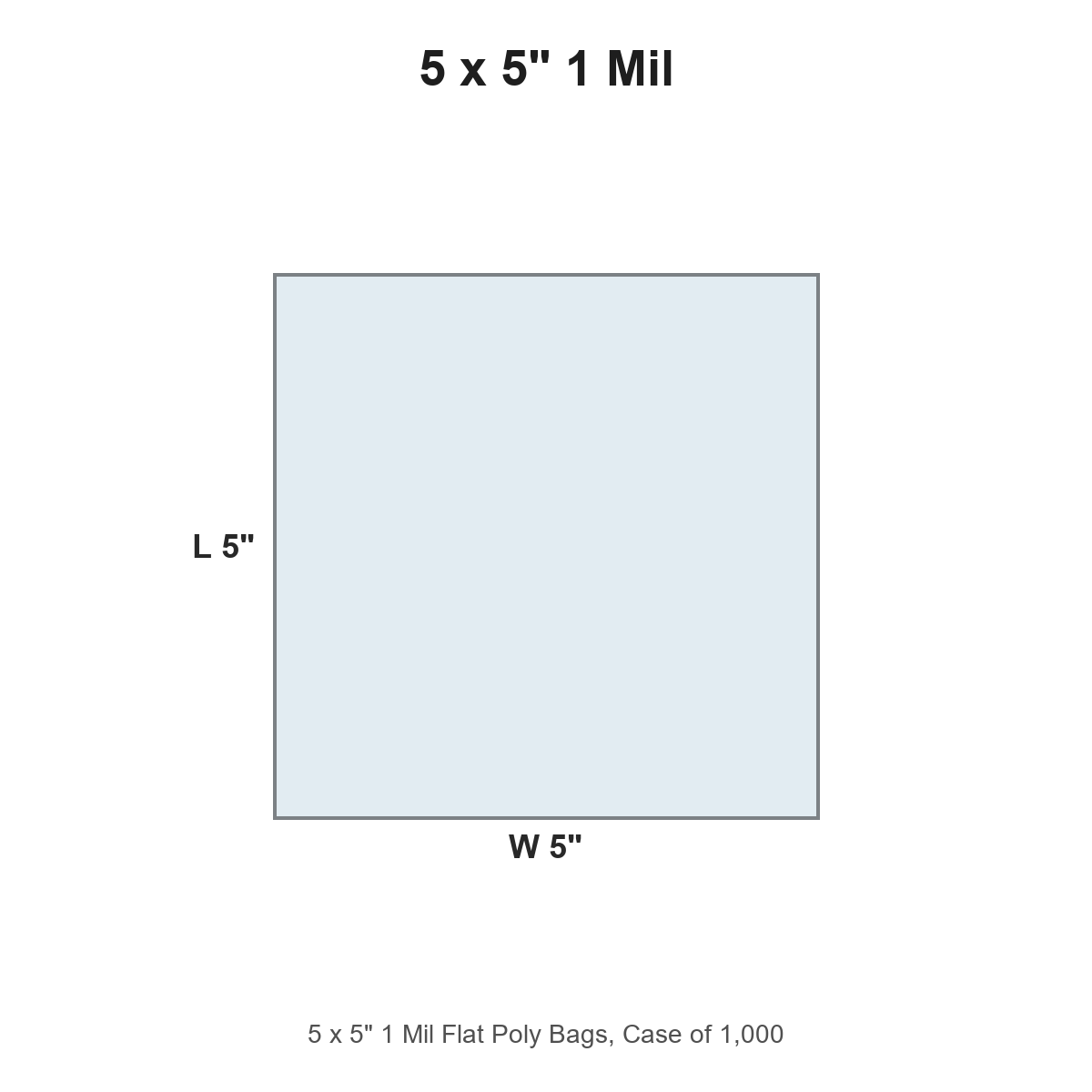 5 x 5" 1 Mil Flat Poly Bags