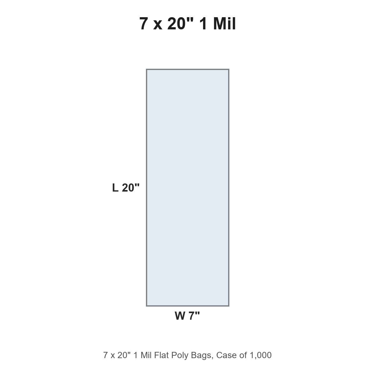 7 x 20" 1 Mil Flat Poly Bags